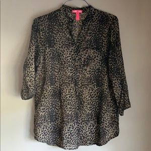 EUC cheetah 3/4 sleeve tunic size L
